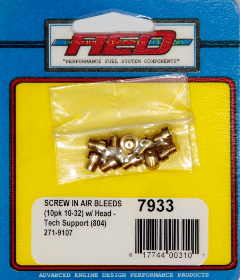 ADVANCED ENGINE DESIGN 10-32 Screw-In Air Bleed (10pk) w/Head ADVANCED ENGINE DESIGN