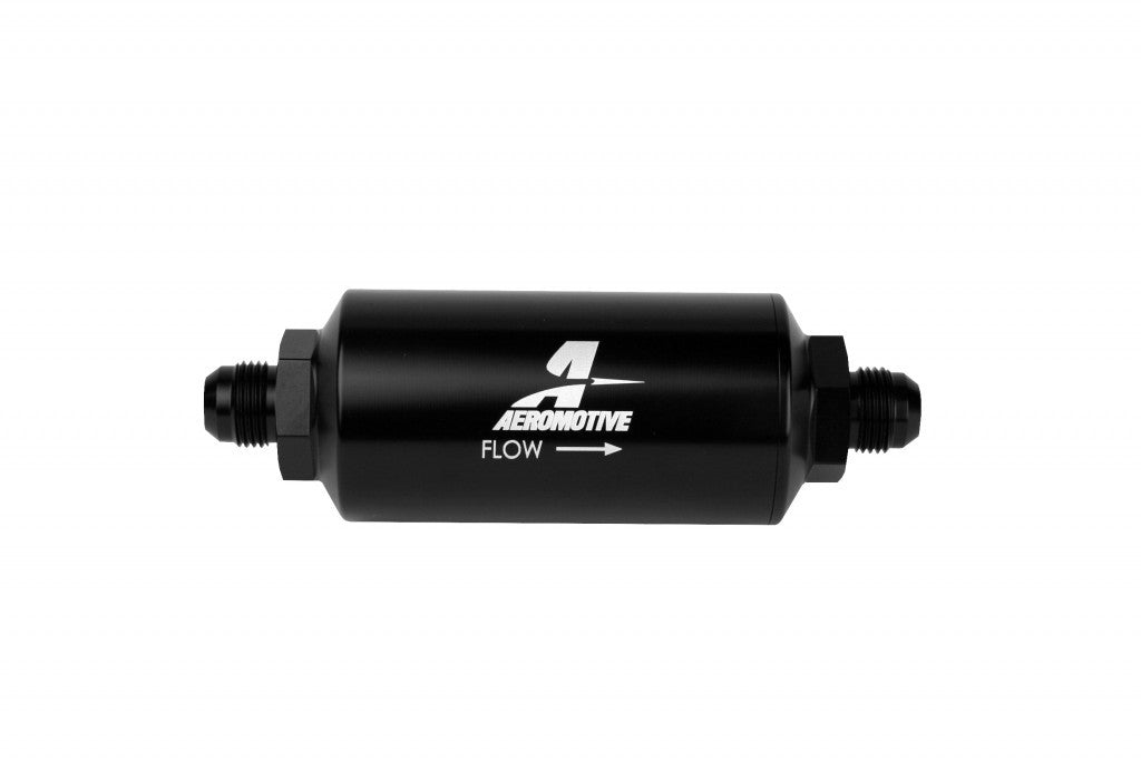 AEROMOTIVE 6an Inline Fuel Filter 10 Micron 2in OD Black AEROMOTIVE