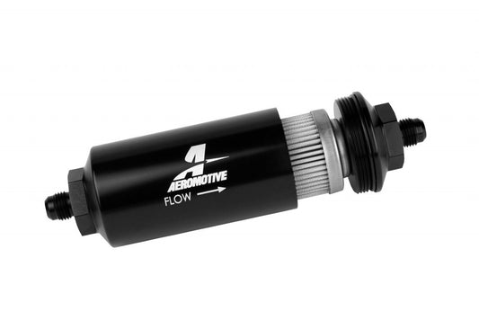 AEROMOTIVE 6an Inline Fuel Filter 40 Micron 2in OD Black AEROMOTIVE