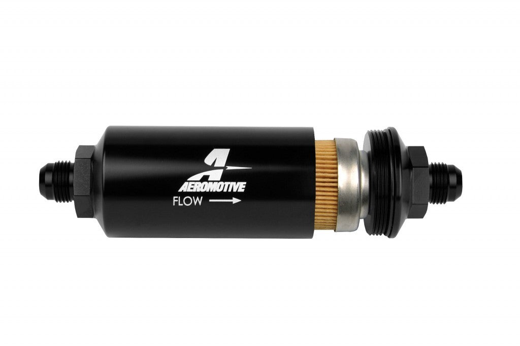 AEROMOTIVE 8an Inline Fuel Filter 10 Micron 2in OD Black AEROMOTIVE