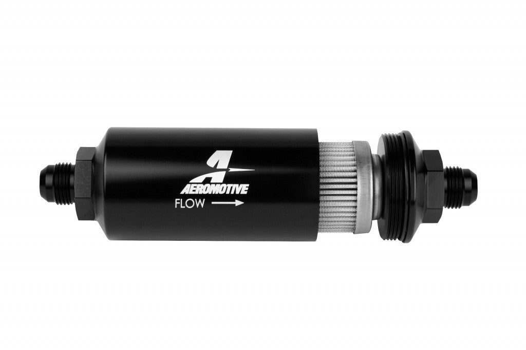 AEROMOTIVE 8an Inline Fuel Filter 100 Micron 2in OD Black AEROMOTIVE