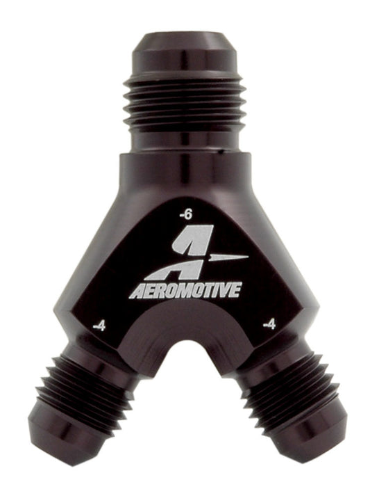 AEROMOTIVE Y-Block Fitting - 6an to 2 x -4an AEROMOTIVE