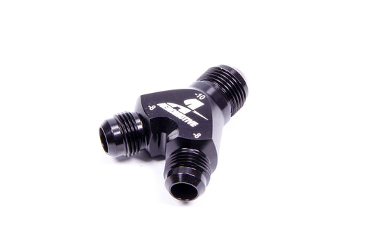 AEROMOTIVE Y-Block Fitting - 10an to 2 x -8an AEROMOTIVE