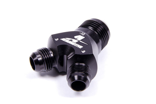 AEROMOTIVE Y-Block Fitting - 12an to 2 x -8an AEROMOTIVE