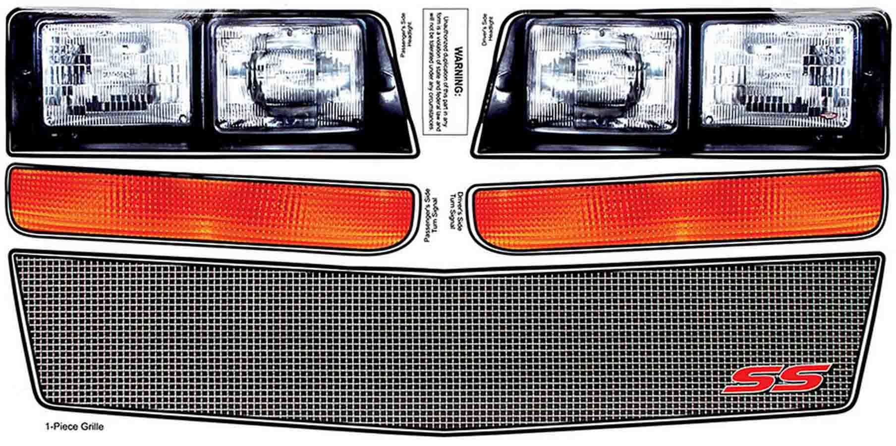 ALLSTAR PERFORMANCE M/C SS Nose Decal Kit Mesh Grille 1983-88 ALLSTAR PERFORMANCE