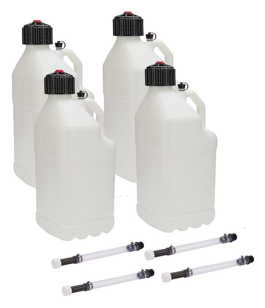 ALLSTAR PERFORMANCE Utility Jug 5 Gal w/ Filler Hose Clear 4pk ALLSTAR PERFORMANCE