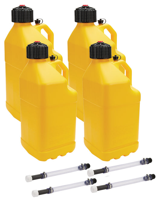 ALLSTAR PERFORMANCE Utility Jug 5 Gal w/ Filler Hose Yellow 4pk ALLSTAR PERFORMANCE