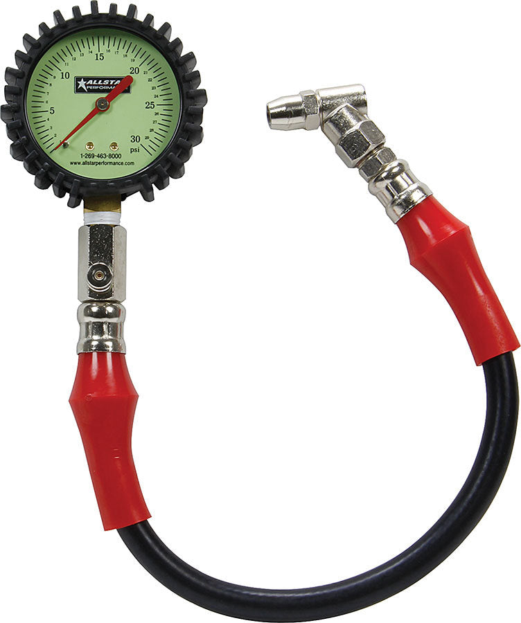 ALLSTAR PERFORMANCE Tire Pressure Gauge 0-30 PSI 2-1/4in Glow ALLSTAR PERFORMANCE