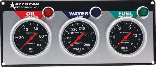 ALLSTAR PERFORMANCE 3 Gauge Panel A/M OP/WT/FP Sport-Comp ALLSTAR PERFORMANCE