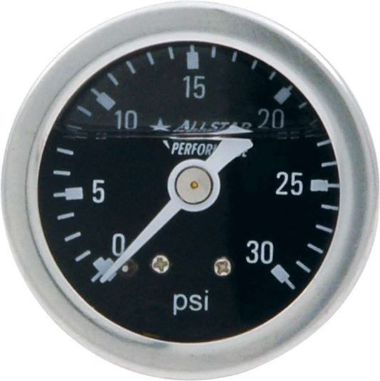 ALLSTAR PERFORMANCE 1.5in Gauge 0-30 PSI Liquid Filled ALLSTAR PERFORMANCE