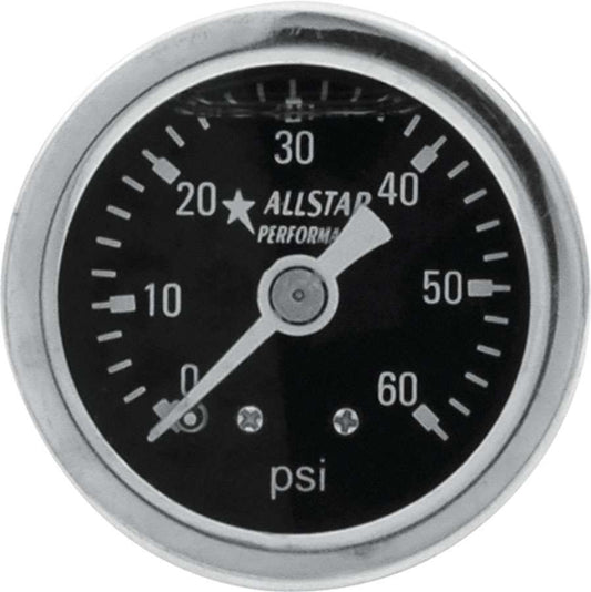 ALLSTAR PERFORMANCE 1.5in Gauge 0-60 PSI Liquid Filled ALLSTAR PERFORMANCE