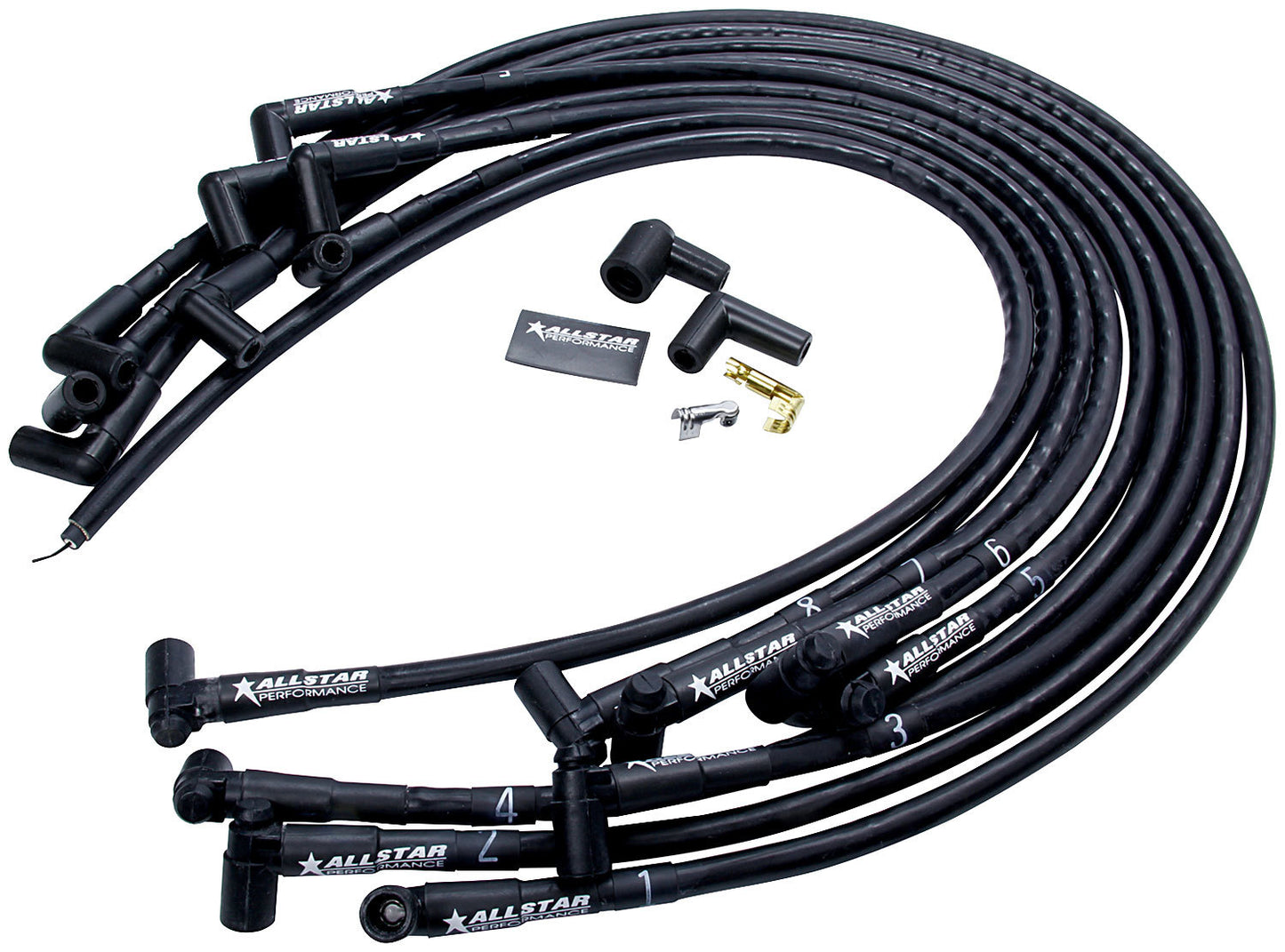 ALLSTAR PERFORMANCE Spark Plug Race Wire Set Under Header w/ Sleeve ALLSTAR PERFORMANCE