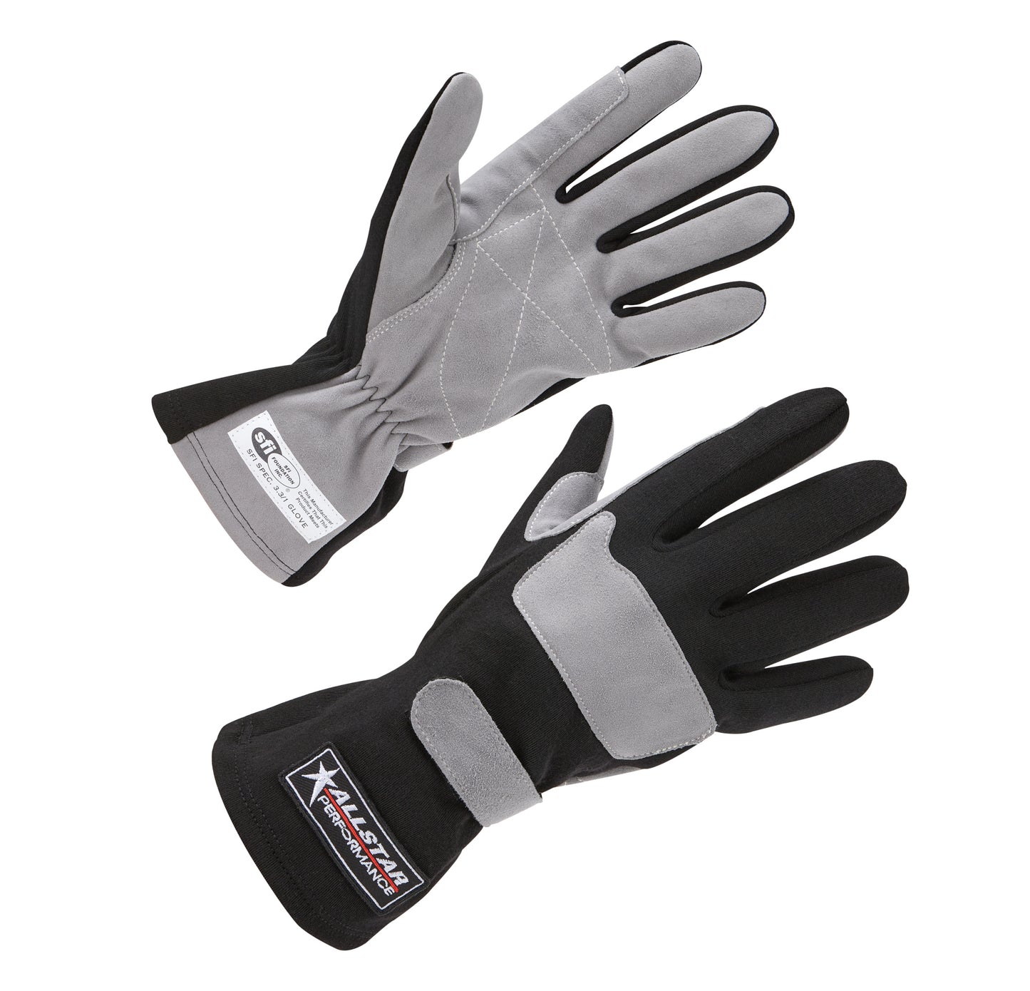 ALLSTAR PERFORMANCE Racing Gloves SFI 3.3/1 S/L Black/Gray Large ALLSTAR PERFORMANCE