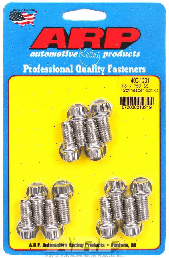 ARP S/S Header Bolt Kit - 3/8 x .750 UHL (12) ARP