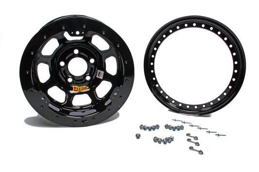 AERO RACE WHEELS 15x10 4in 4.75 Black Beadlock AERO RACE WHEELS