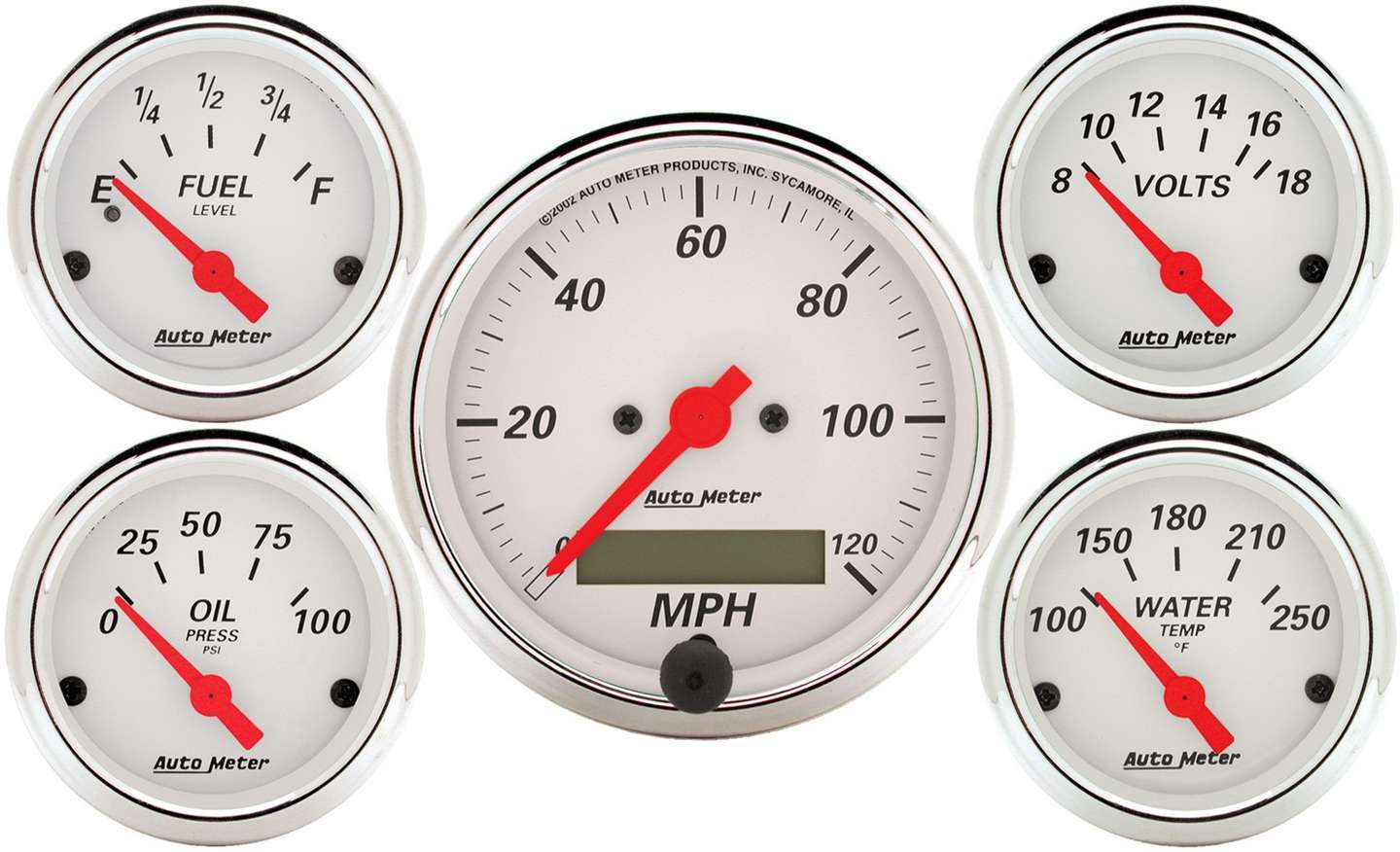 AUTOMETER Arctic White Gauge Kit W/Red Pointer AUTOMETER