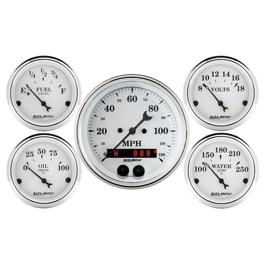 AUTOMETER Old Tyme White Gauge Kit w/GPS Speedo AUTOMETER