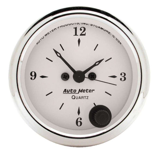 AUTOMETER Old Tyme White 2 1/16in Quartz Clock AUTOMETER