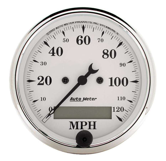 AUTOMETER Old Tyme White 3 1/8in 120MPH Elec. Speedo AUTOMETER