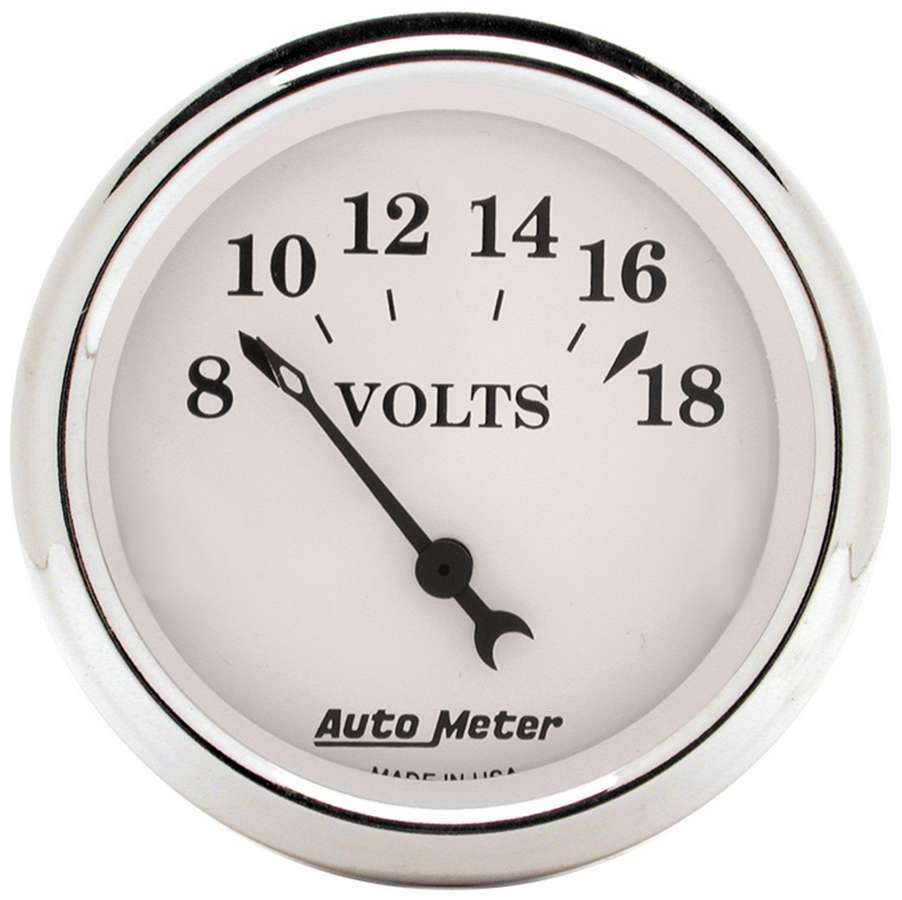 AUTOMETER Old Tyme White 2 1/16in Voltmeter 8-18 AUTOMETER