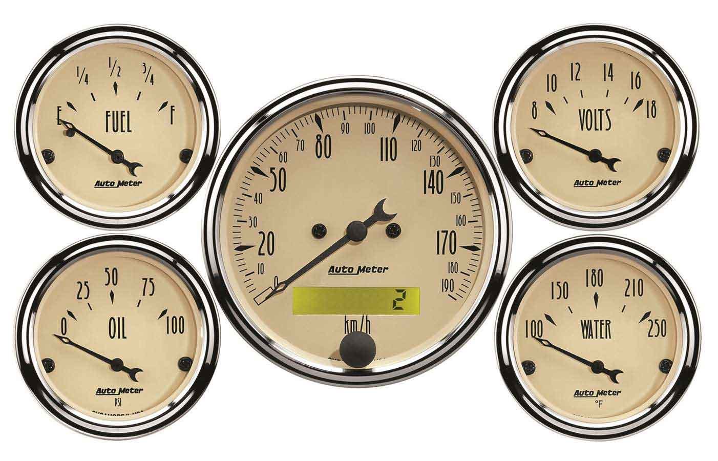 AUTOMETER A/B 5pc. Gauge Kit w/ Elec. Speedo - Metric AUTOMETER