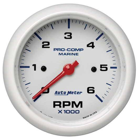 AUTOMETER 3-3/8 Tach 6000 RPM White Phantom Series AUTOMETER