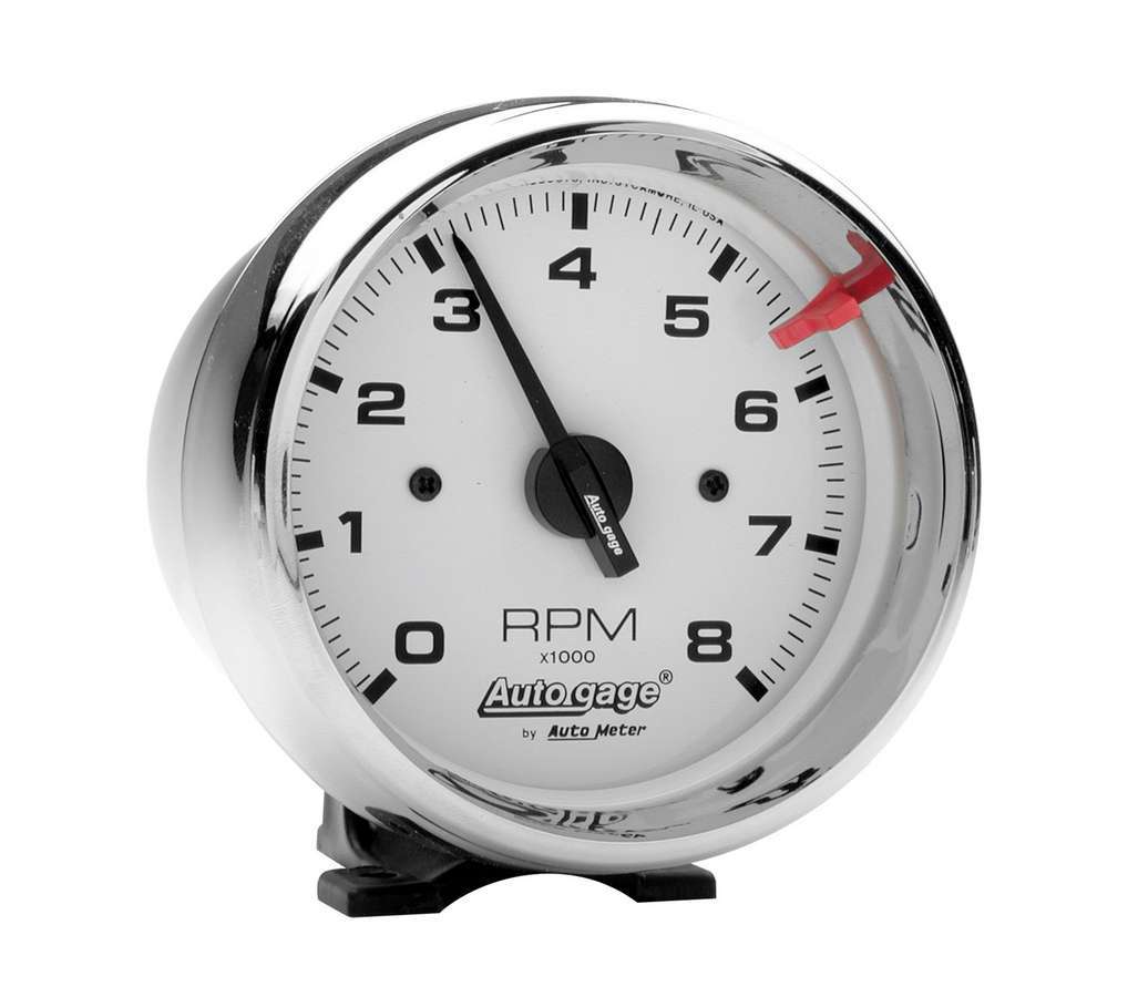 AUTOMETER 3-3/4in White Face Tach- Chrome Cup AUTOMETER