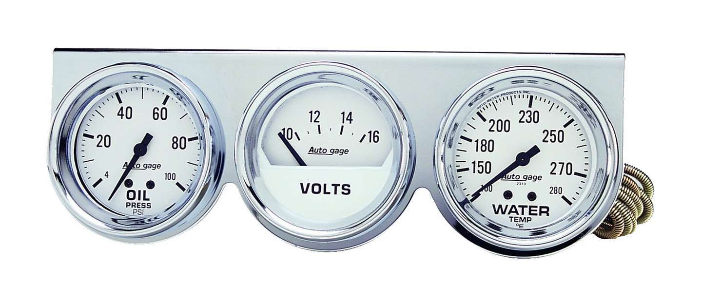 AUTOMETER 2-5/8in Oil/Volt/Water Chrome Console AUTOMETER