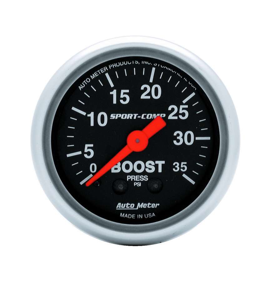 AUTOMETER 2-1/16in Sport Comp 0-35 Boost Gauge AUTOMETER