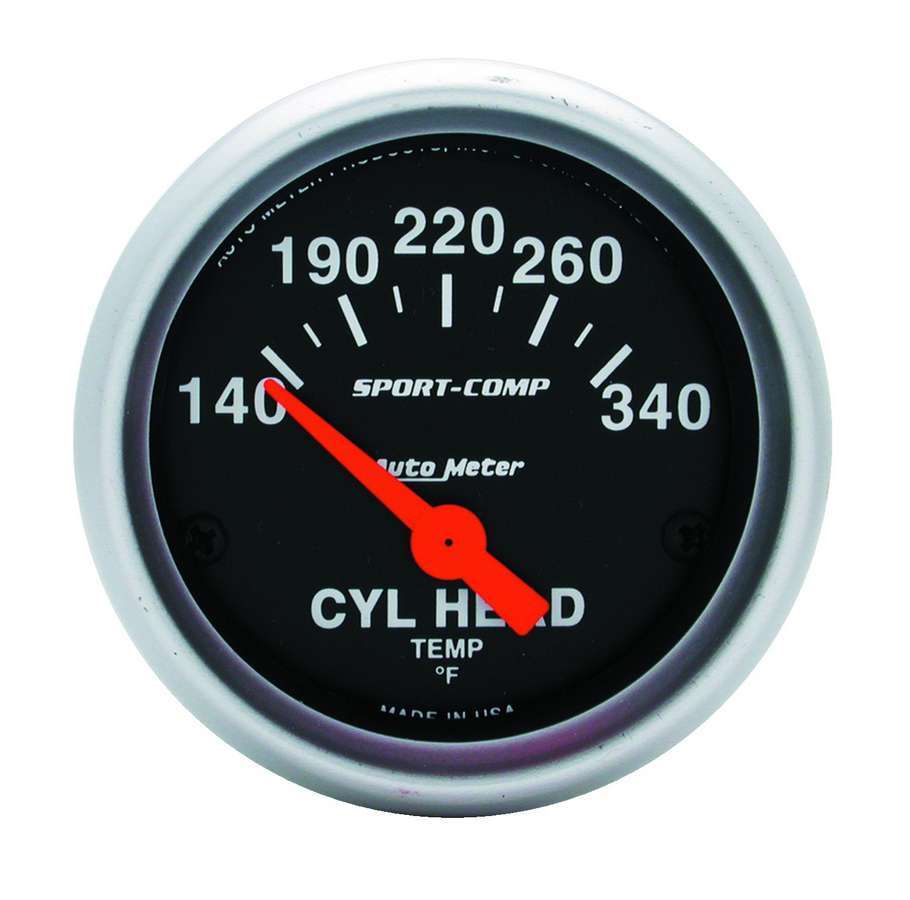 AUTOMETER 2-1/16in S/C Cylinder Hd Temp. Gauge 140-340 AUTOMETER