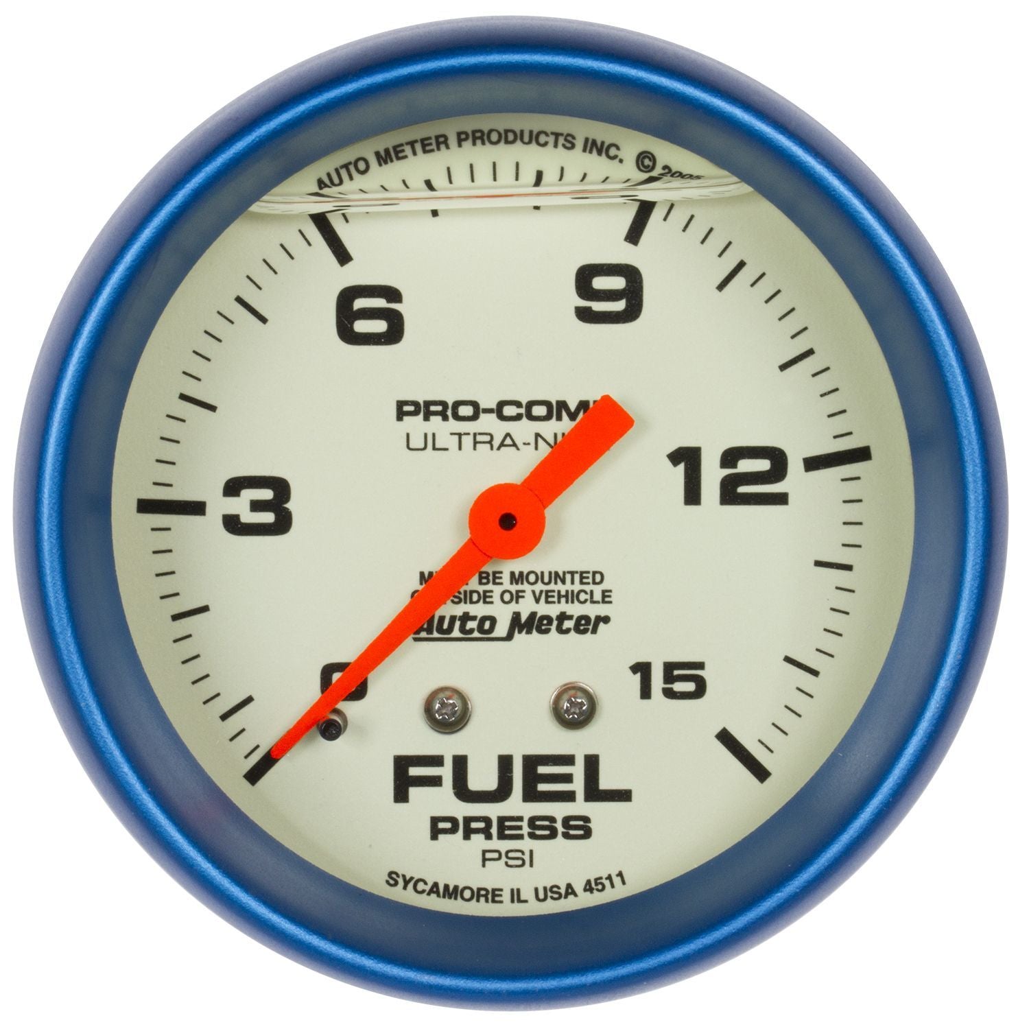 AUTOMETER 2-5/8 Ultra-Nite F/P Gauge 0-15psi AUTOMETER