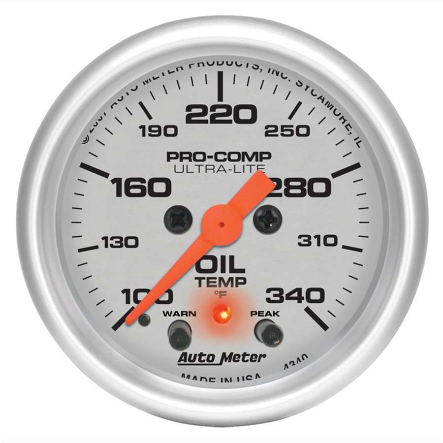 AUTOMETER 2-1/16in U/L Oil Temp Gauge w/Peak & Warning AUTOMETER