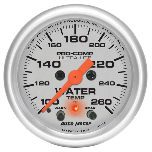 AUTOMETER 2-1/16in U/L Water Temp Gauge w/Peak & Warning AUTOMETER