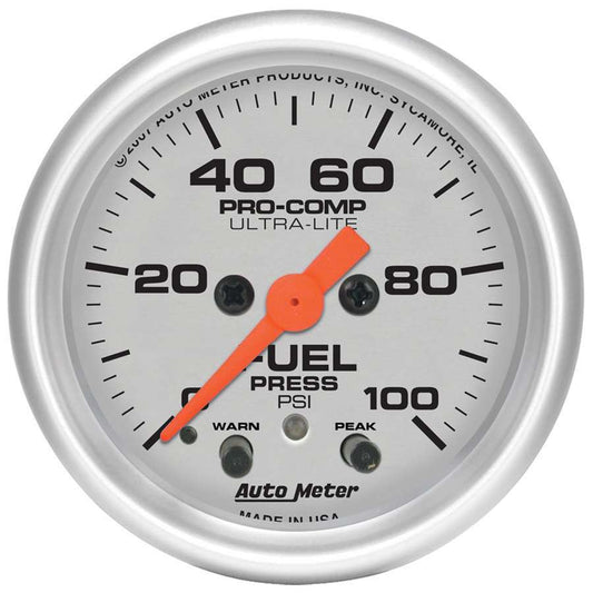 AUTOMETER 2-1/16 U/L Fuel Press Gauge 0-100psi AUTOMETER