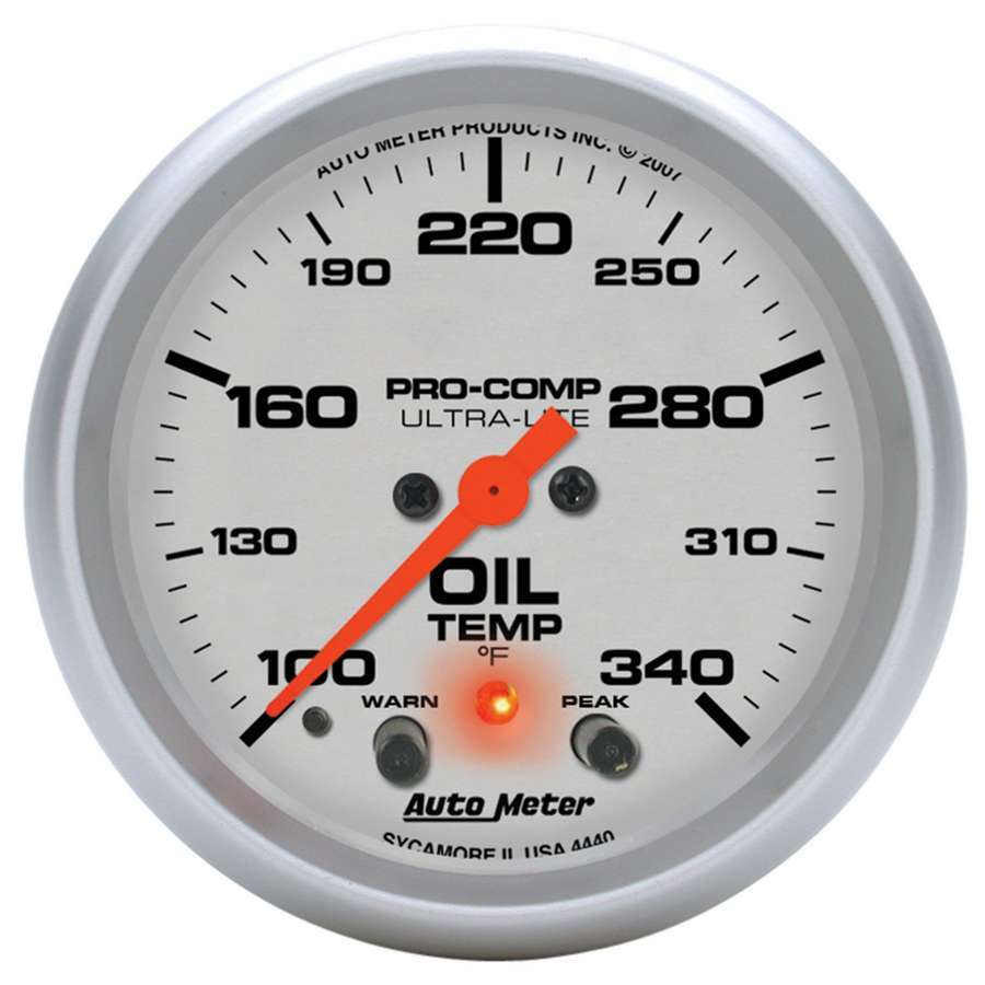 AUTOMETER 2-5/8in U/L Oil Temp Gauge w/Peak & Warning AUTOMETER