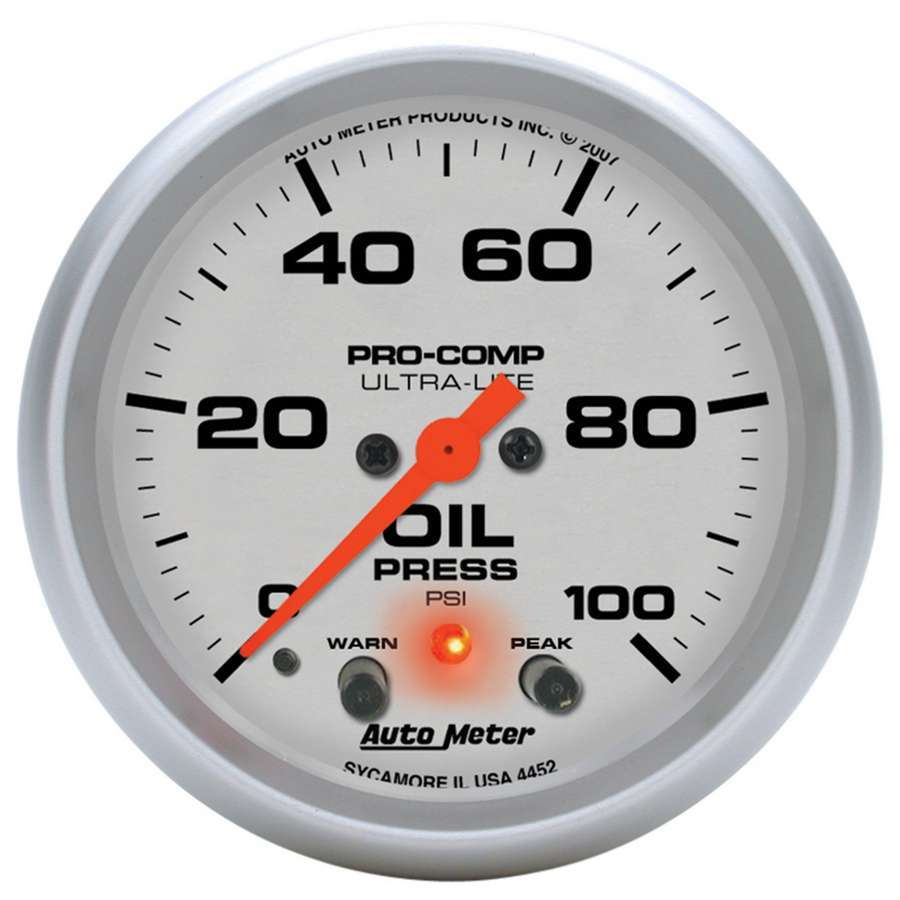 AUTOMETER 2-5/8in U/L Oil Pressure Gauge w/Peak & Warning AUTOMETER