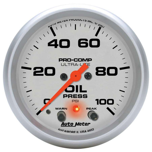 AUTOMETER 2-5/8in U/L Oil Pressure Gauge w/Peak & Warning AUTOMETER