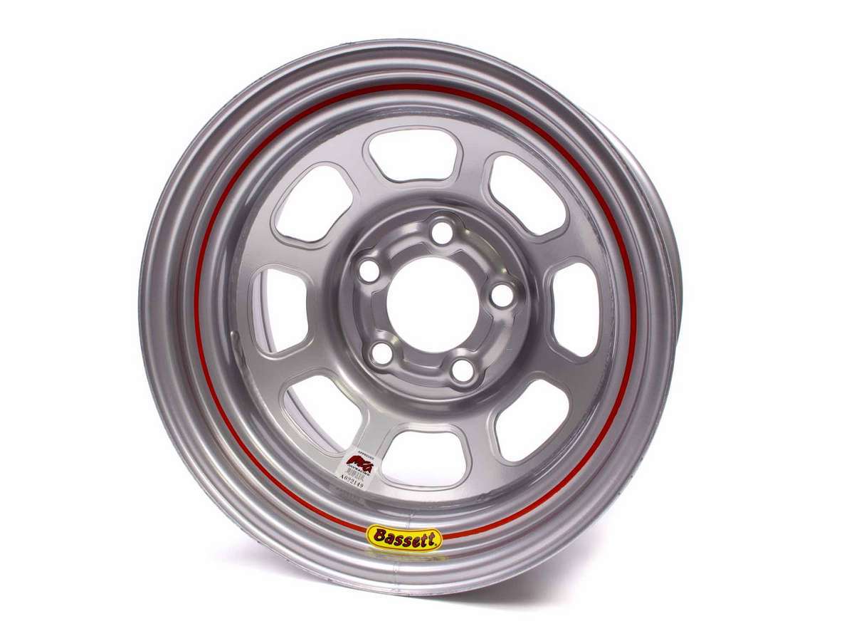 BASSETT 15X8 IMCA Wheel D-Hole Silver 5x4.75 BASSETT