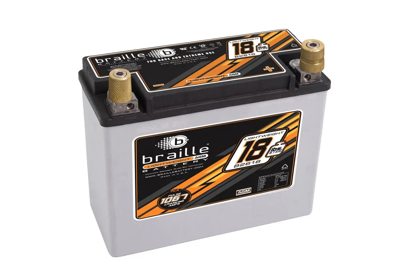 Racing Battery 18lbs 1168 PCA 8.1x3.5x6.3 BRAILLE AUTO BATTERY