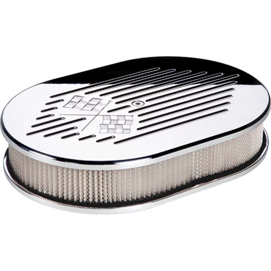 BILLET SPECIALTIES Small Oval Air Cleaner W/Flags BILLET SPECIALTIES