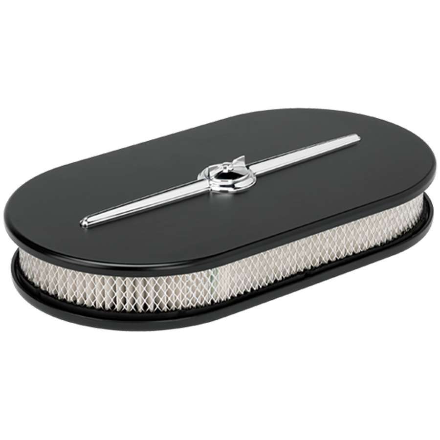 BILLET SPECIALTIES Oval Air Cleaner Large Streamline Black BILLET SPECIALTIES