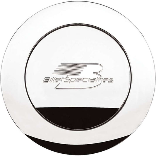 BILLET SPECIALTIES Polished Horn Button Lg. Billet Logo BILLET SPECIALTIES