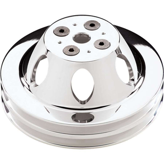 BILLET SPECIALTIES Polished SBC 2 Groove Upper Pulley BILLET SPECIALTIES