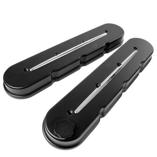 BILLET SPECIALTIES LS Streamline Valve Covers Satin Black BILLET SPECIALTIES