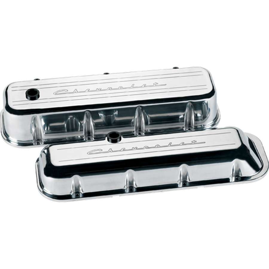 BILLET SPECIALTIES BBC Valve Covers Chevy Logo Short BILLET SPECIALTIES