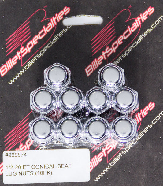 BILLET SPECIALTIES 1/2-20 ET Conical Seat Lug Nuts 10 Pack BILLET SPECIALTIES