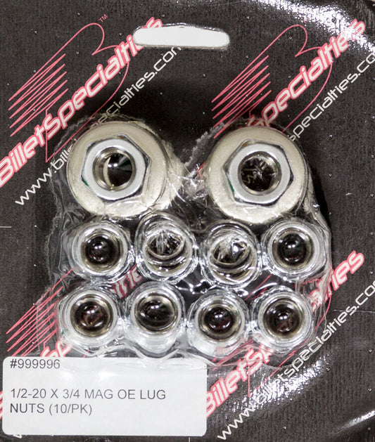 BILLET SPECIALTIES 1/2-20 X 3/4 Mag Lug Nuts (10/PK) BILLET SPECIALTIES