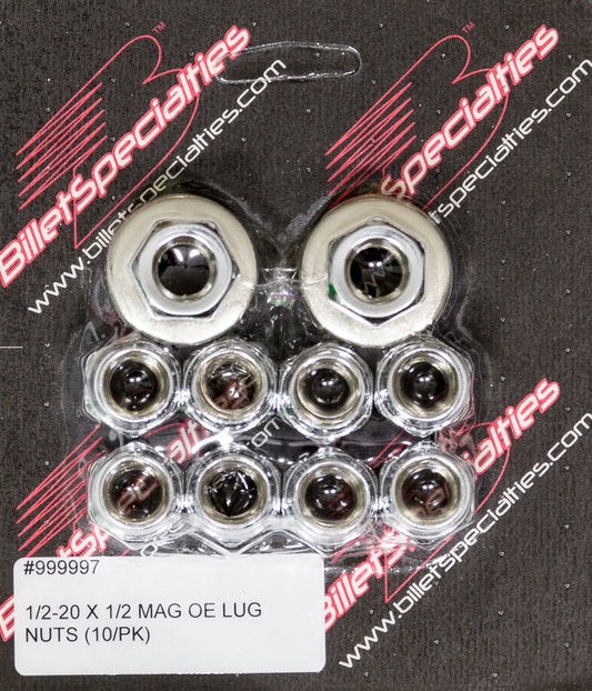 BILLET SPECIALTIES 1/2-20 X 1/2 Mag Lug Nuts (10/PK) BILLET SPECIALTIES