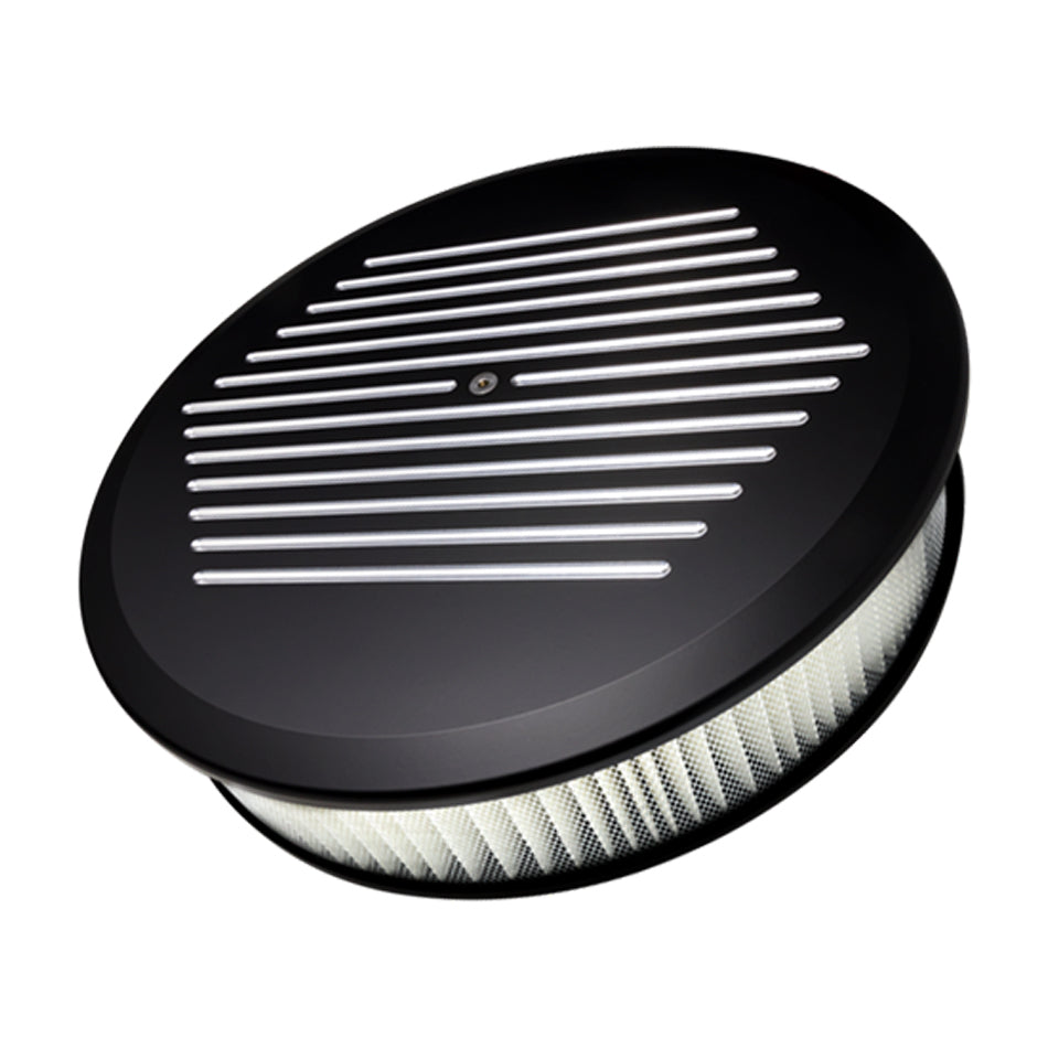 BILLET SPECIALTIES Air Cleaner 14in Round Ball Milled Black BILLET SPECIALTIES