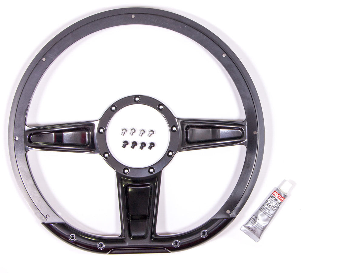 BILLET SPECIALTIES Steering Wheel Camber D-Shaped 14in Black BILLET SPECIALTIES